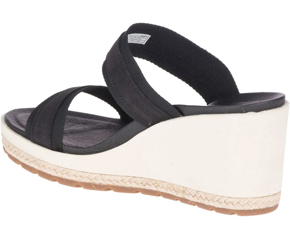 Sandały Merrell Damskie Czarne - Kaiteri Wedge Slide - 503298-HBZ